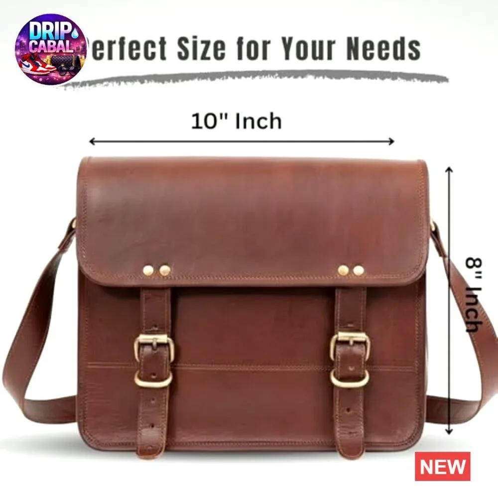Genuine Leather Messenger Bag Vintage Satchel Crossbody Unisex